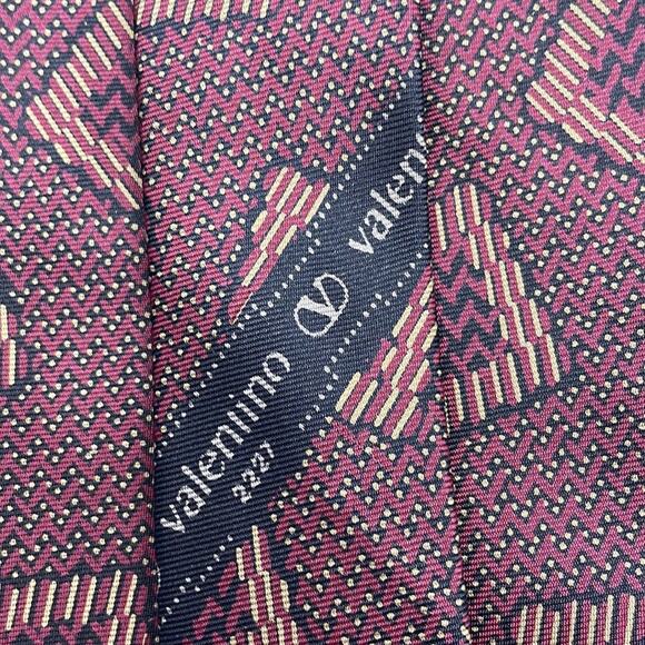 Valentino Cravette Purple Silk Geometric Print Tie - Picture 4 of 5